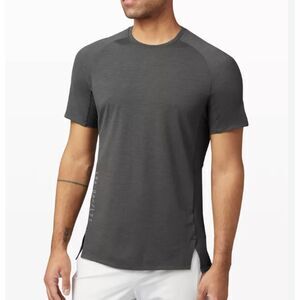 Men Lululemon Always Agile Short Sleeve Shirt Graphite Grey and Green
